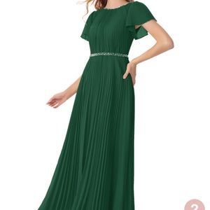Dark Green floor length Chiffon Dress